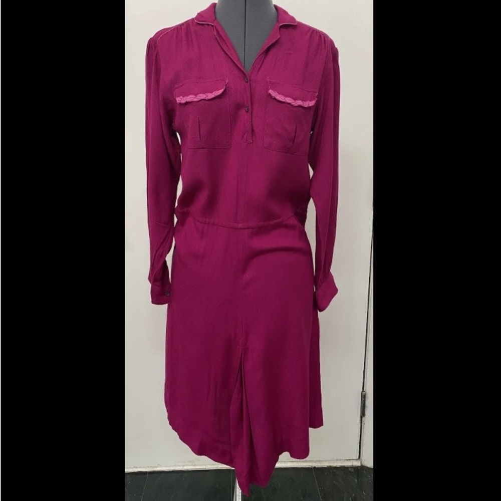 VINTAGE 1970s NITYA BOHO BRIGHT PURPLE RAYON SHIRT DRESS MADE in INDIA SMALL S